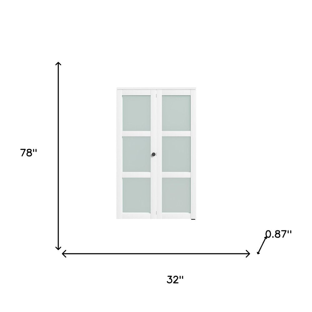 Set Of Two 78" X 32" White Glass Bi-Fold Door