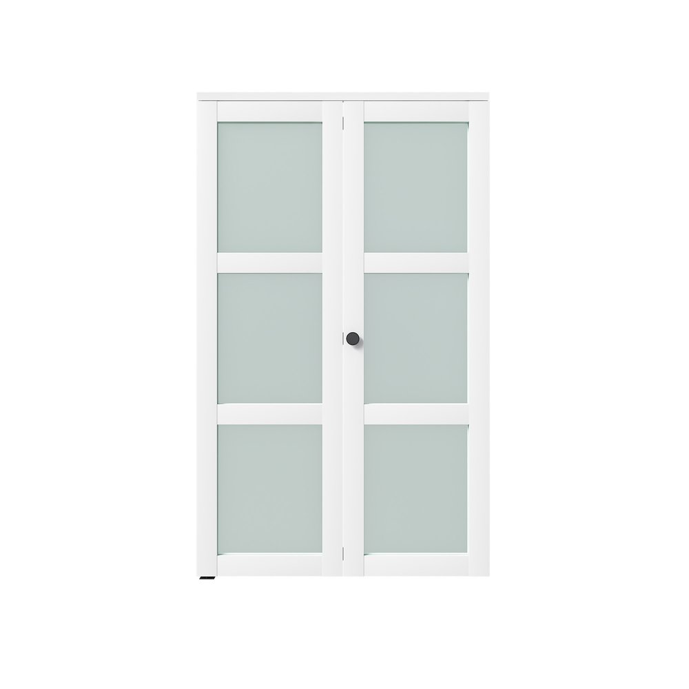 Set Of Two 78" X 36" White Glass Bi-Fold Door - SKU 711114