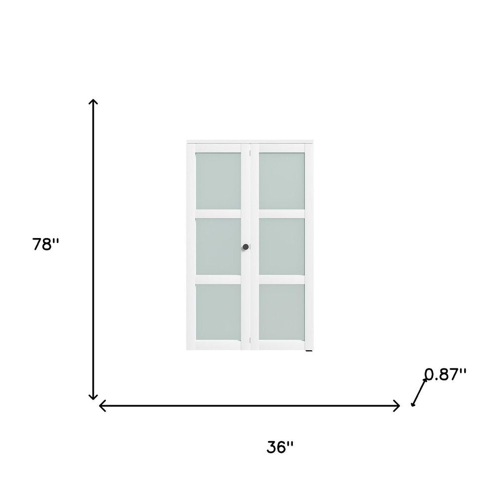 Set Of Two 78" X 36" White Glass Bi-Fold Door - SKU 711114