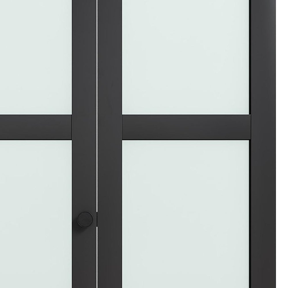 Set Of Two 78" X 32" Black Glass Bi-Fold Door