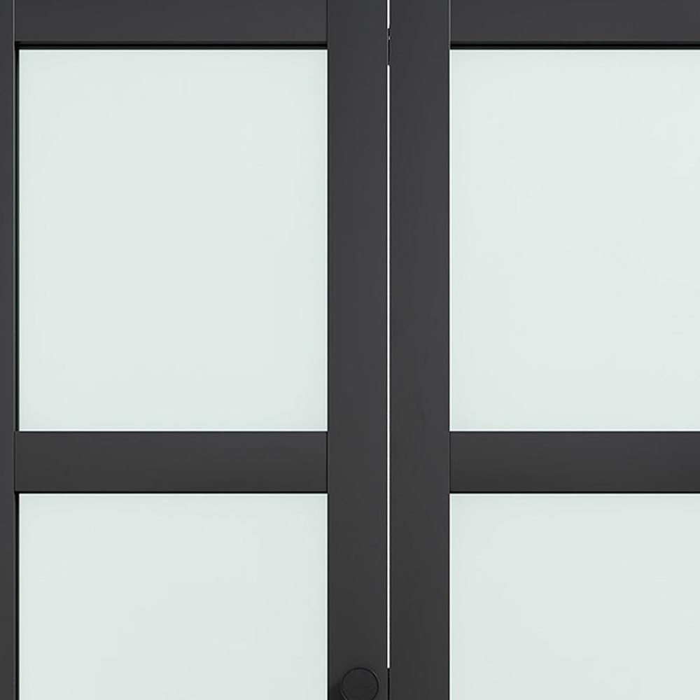 Set Of Two 78" X 36" Black Glass Bi-Fold Door