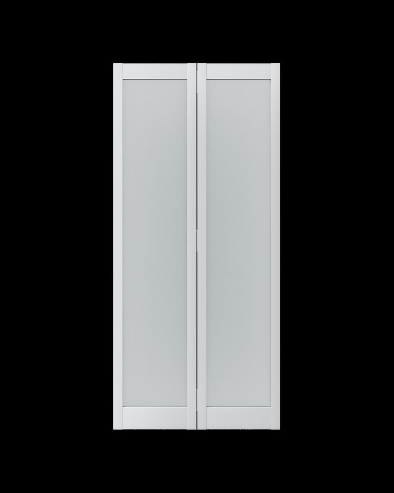 Set Of Two 78" X 24" White Glass Bi-Fold Door