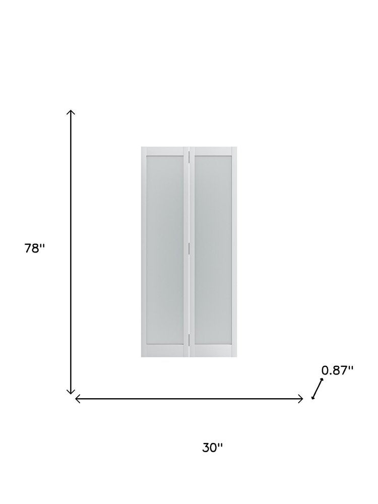 Set Of Two 78" X 30" White Glass Bi-Fold Door