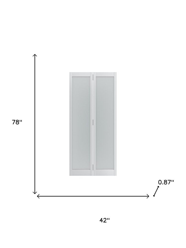 Set Of Two 78" X 42" White Glass Bi-Fold Door