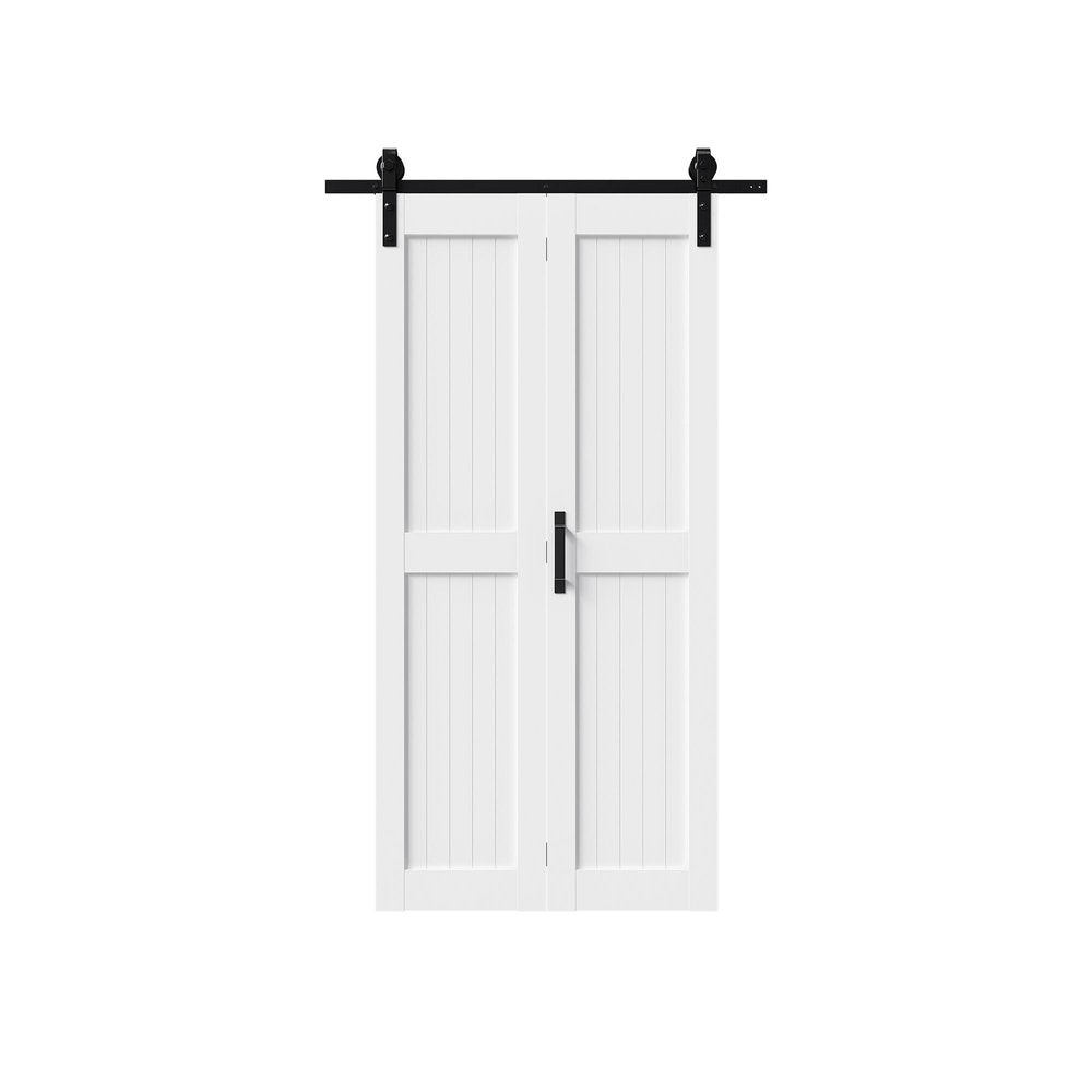 Set Of Two 84" X 32" White Wood Bi-Fold Door