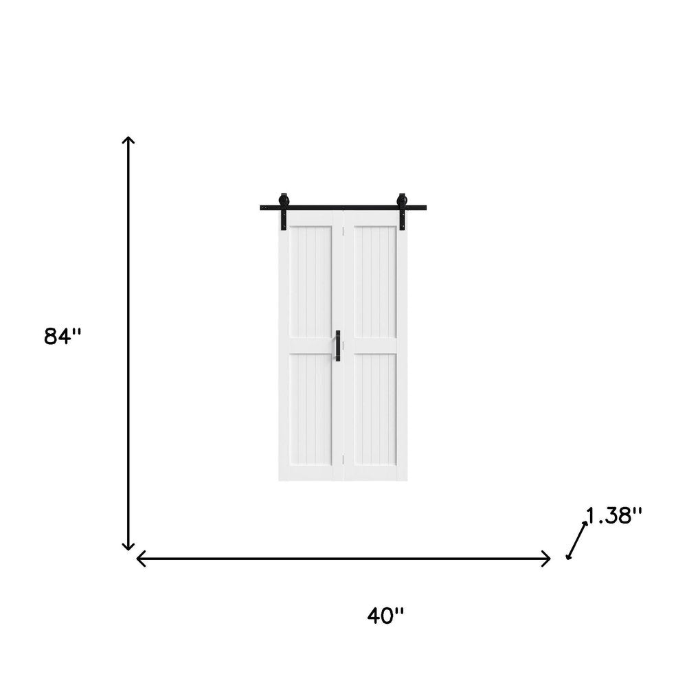 Set Of Two 84" X 40" White Wood Bi-Fold Door