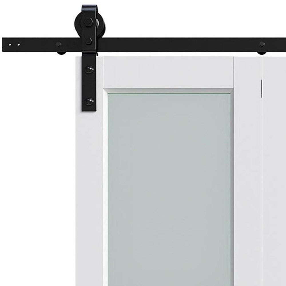 Set Of Two 84" X 24" White Glass Bi-Fold Door