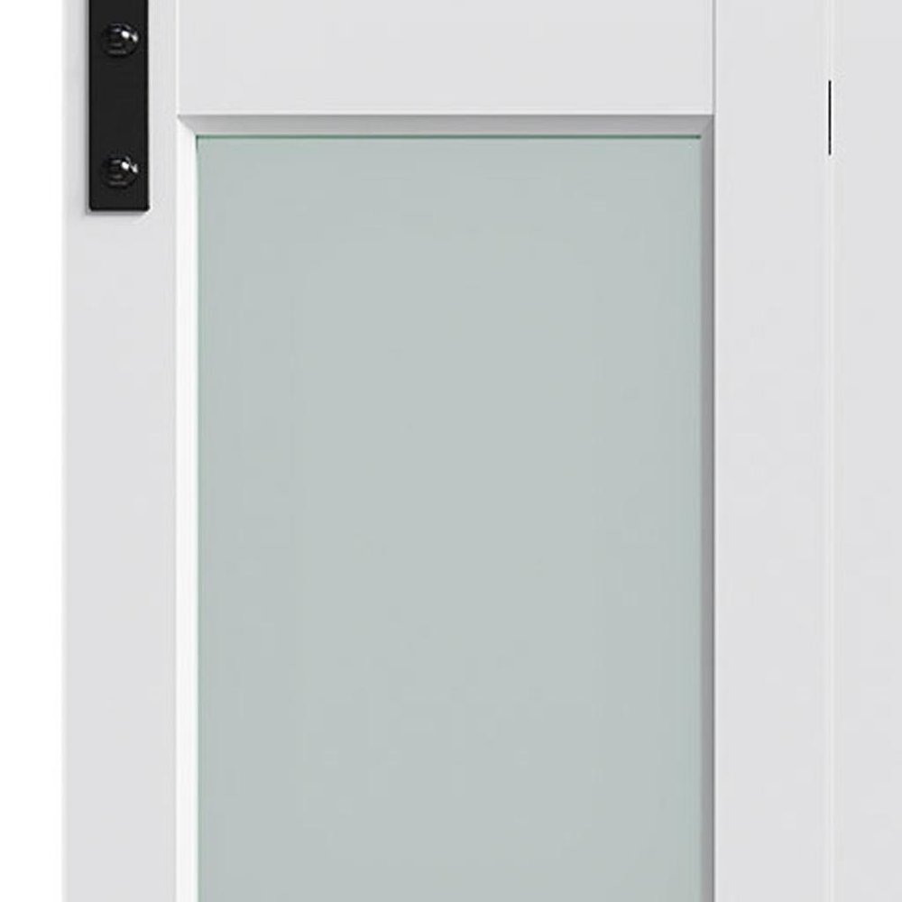 Set Of Two 84" X 30" White Glass Bi-Fold Door