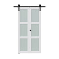 Set Of Two 84" X 30" White Glass Bi-Fold Door