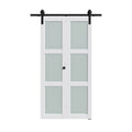 Set Of Two 84" X 40" White Glass Bi-Fold Door on a white background