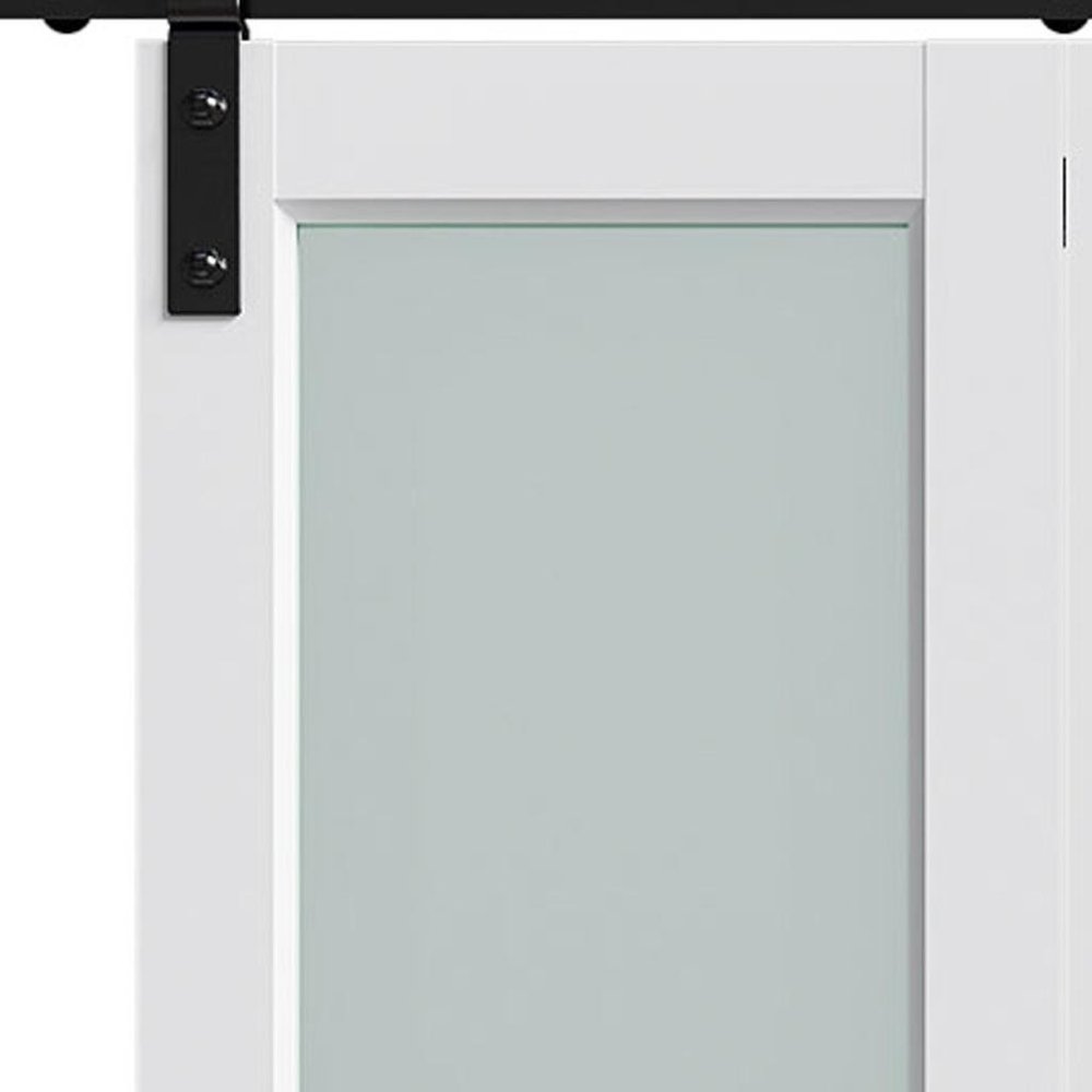 Set Of Two 84" X 40" White Glass Bi-Fold Door