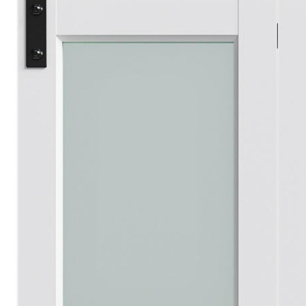 Set Of Two 84" X 48" White Glass Bi-Fold Door