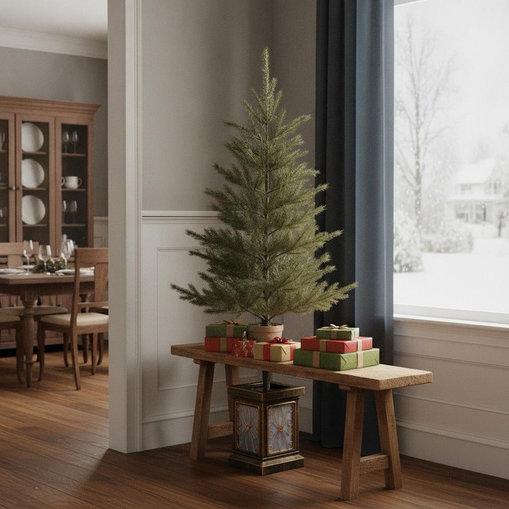 Set Of Two Full Tropical Christmas Tree