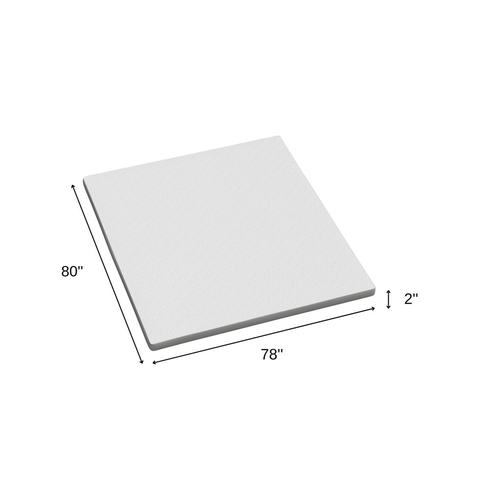 2" White Gel Memory Foam King Mattress Topper. Mattress topper isolated on a plain white background, finished in white.