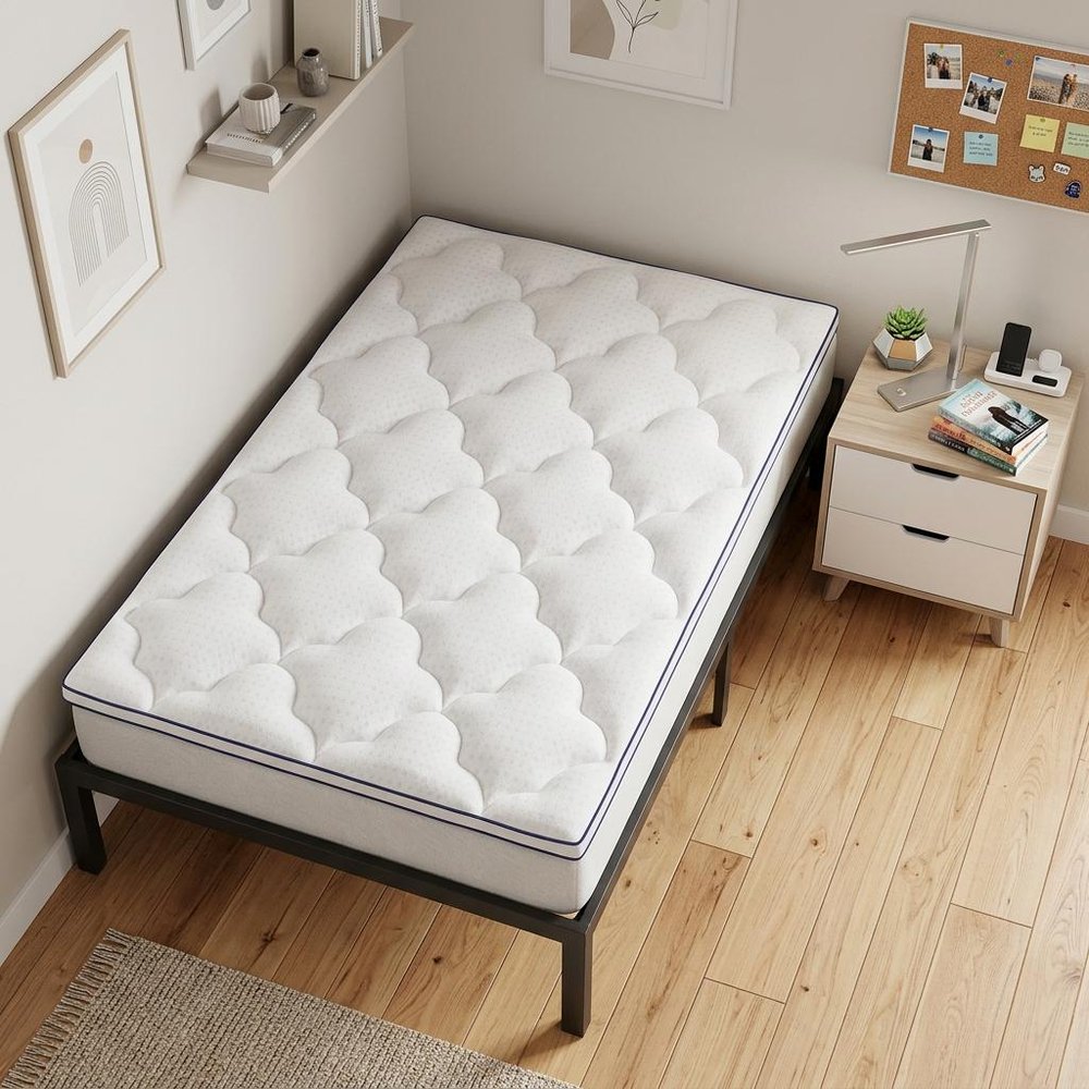 2" White Cotton Twin XL Mattress Topper