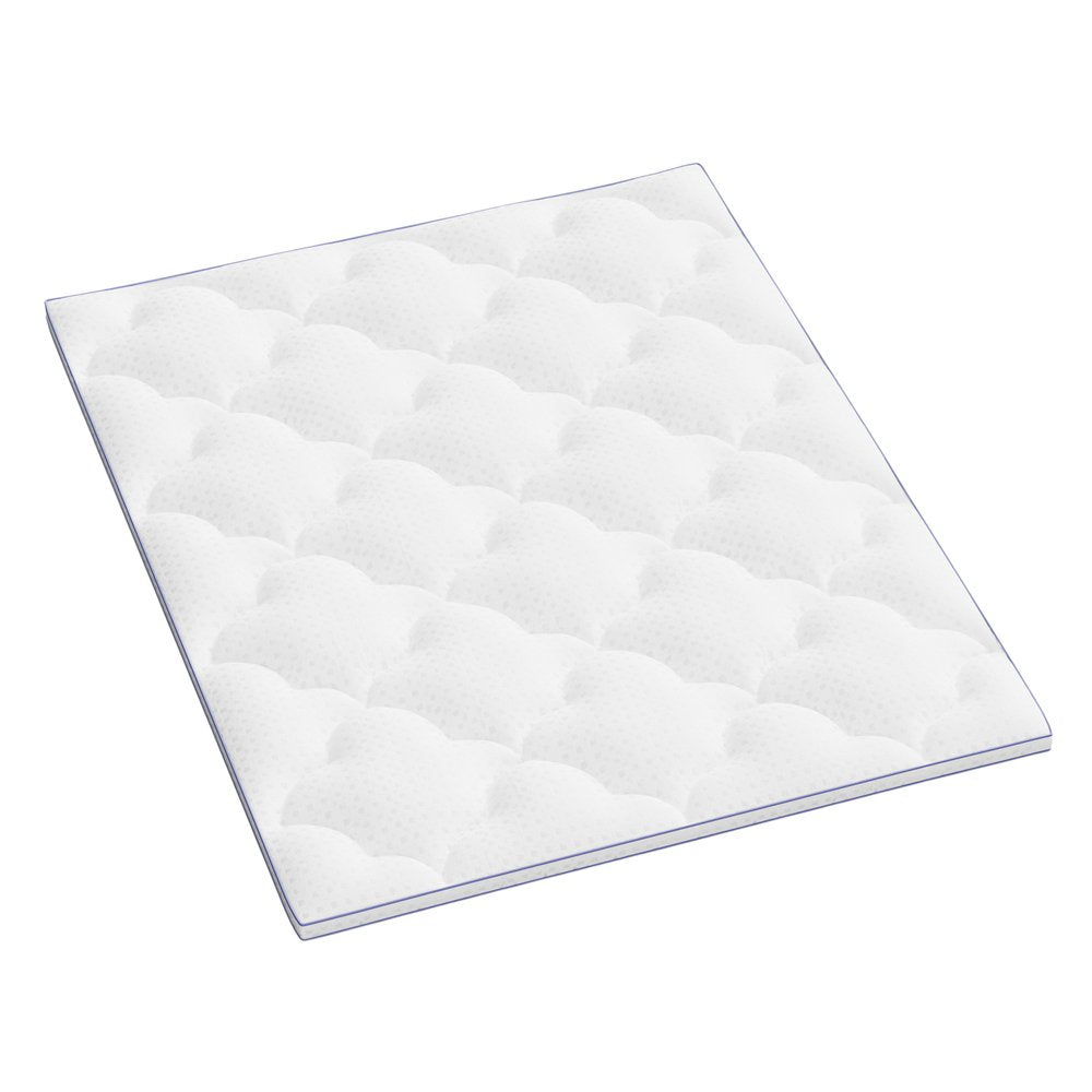 2" White Cotton Queen Mattress Topper. Mattress topper isolated on a plain white background, in a white cotton finish.