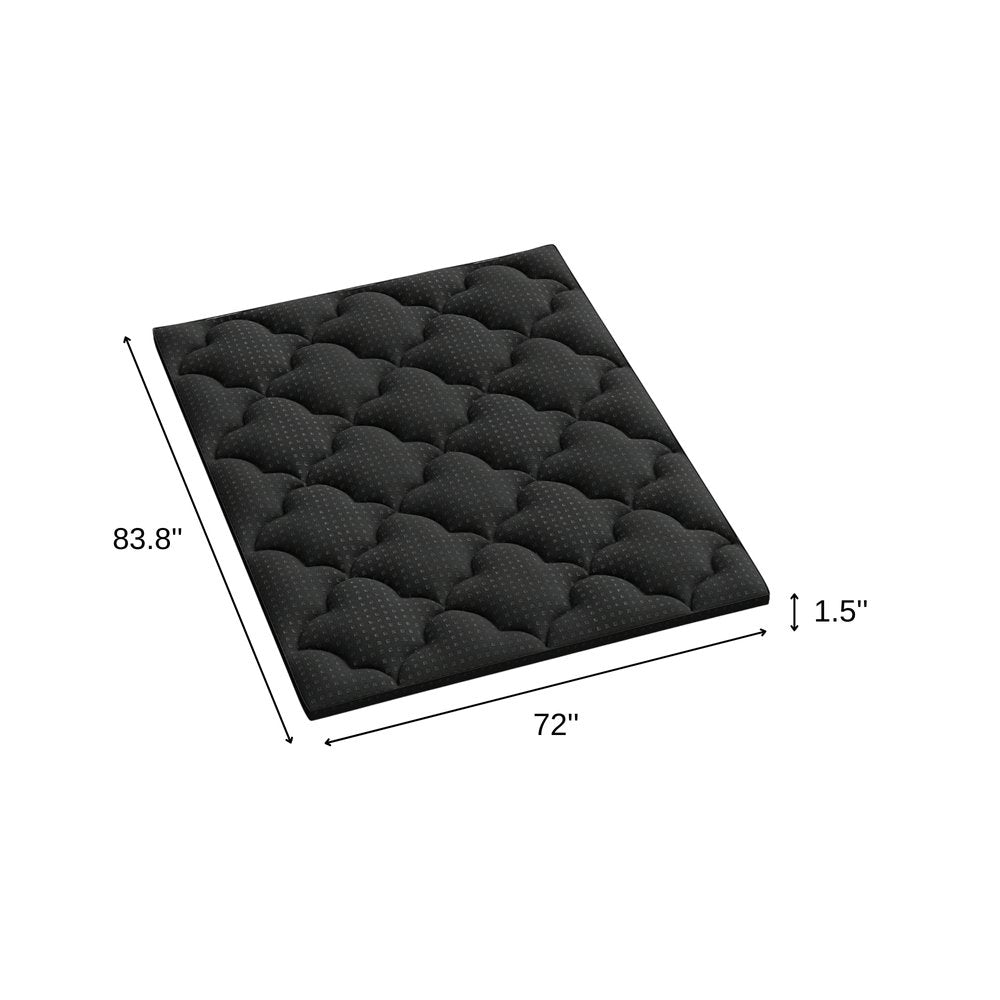 2" Black Cotton California King Mattress Topper. Mattress topper isolated on a plain white background, in a black cotton finish.