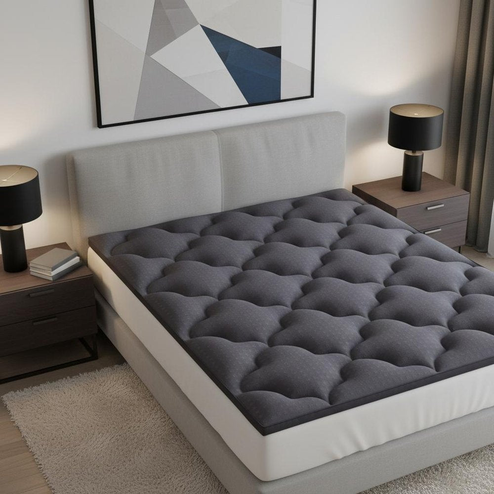 2" Dark Gray Cotton King Mattress Topper