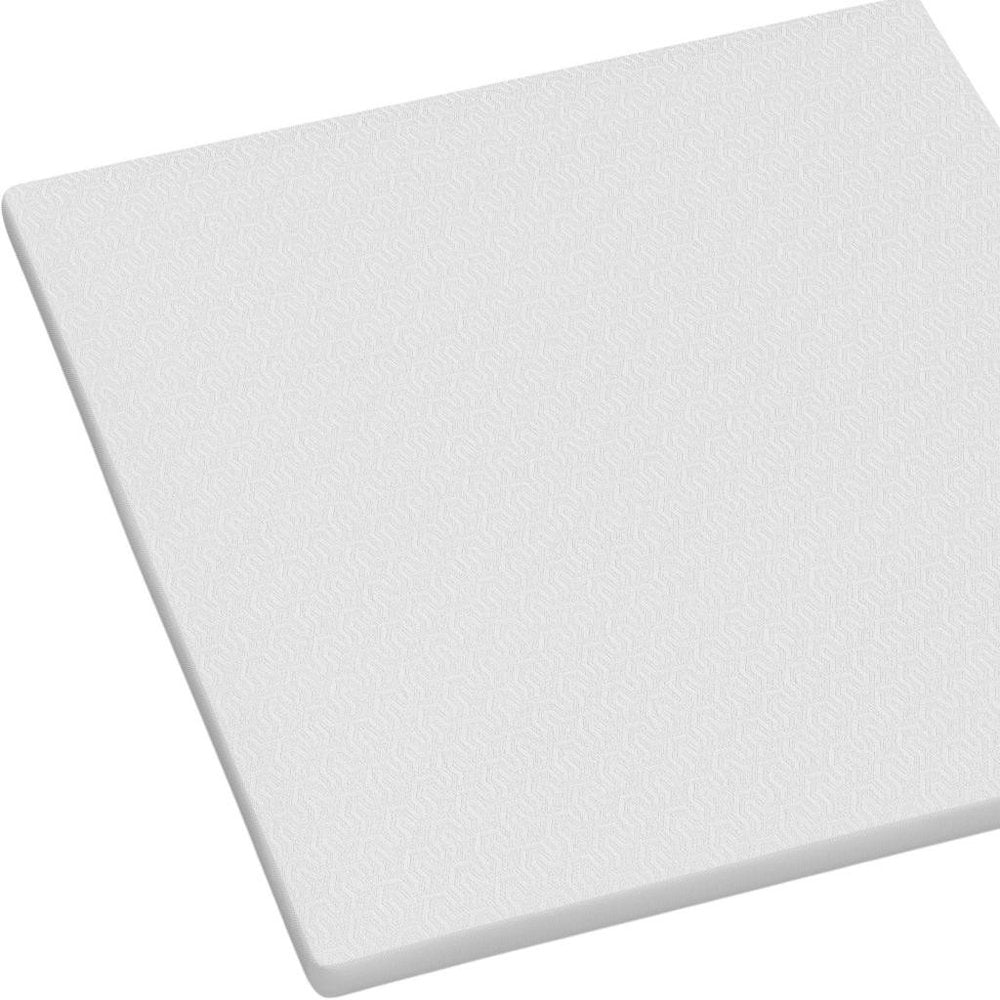 3" White Gel Memory Foam Full Double Mattress Topper. Mattress topper isolated on a plain white background, finished in white.