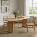 79" Natural Solid Wood Double Pedestal Base Oval Dining Table