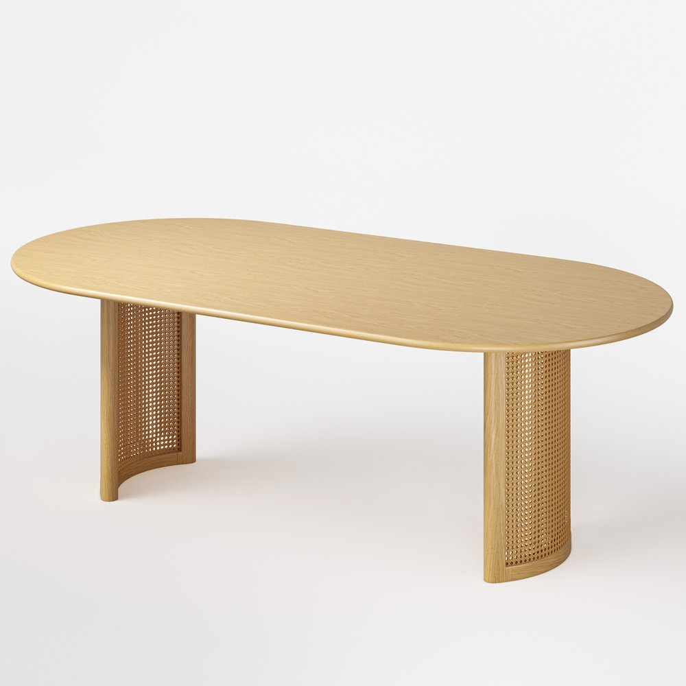 79" Natural Solid Wood Double Pedestal Base Oval Dining Table