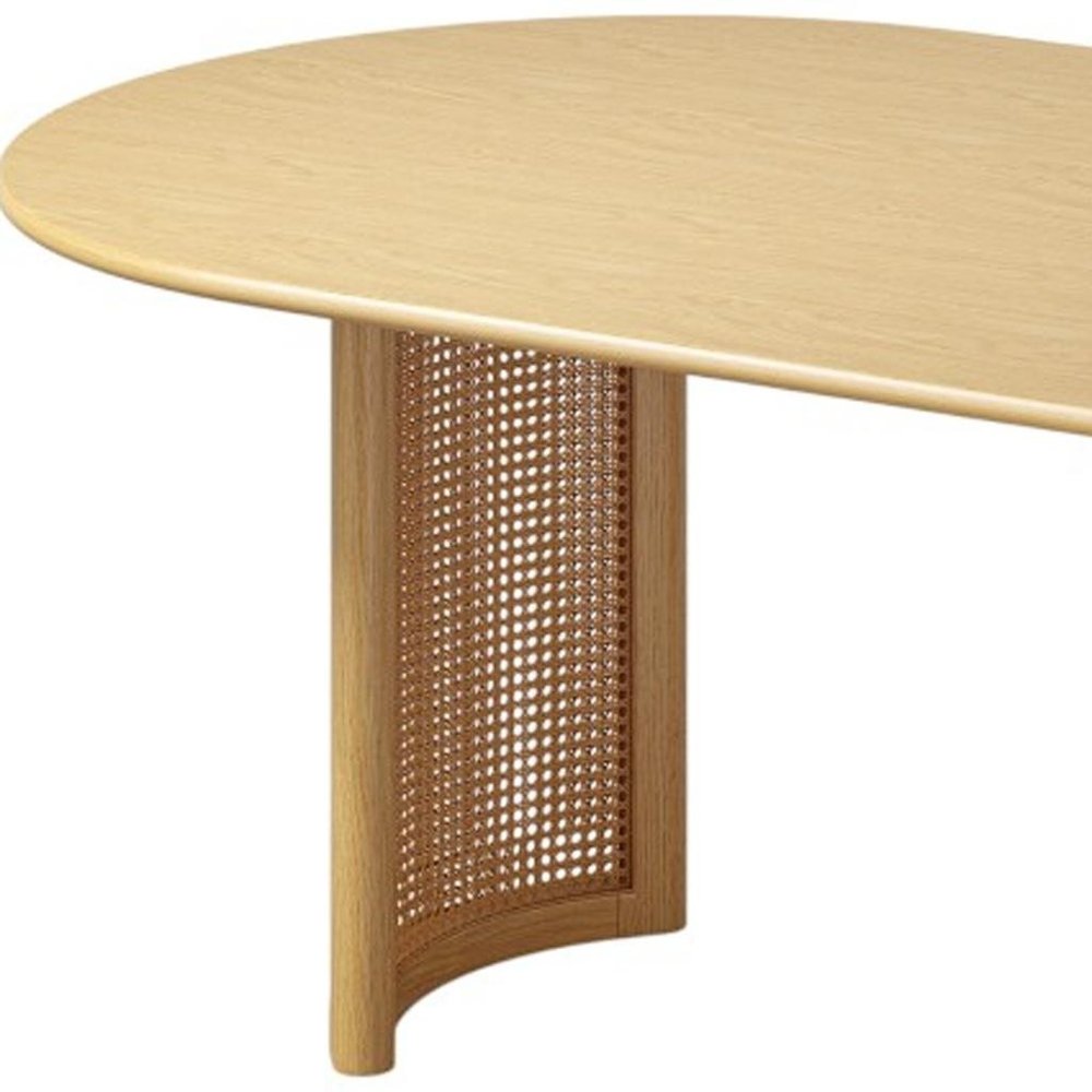 79" Natural Solid Wood Double Pedestal Base Oval Dining Table