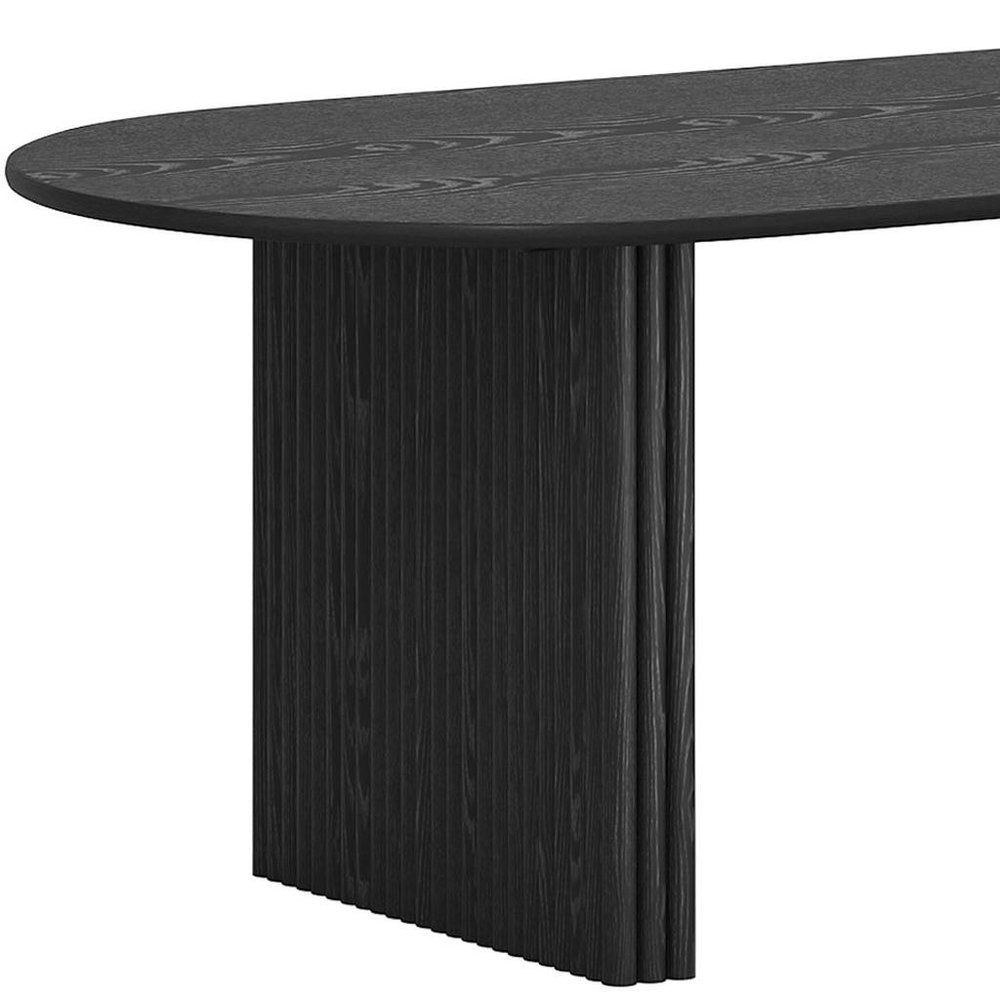 79" Black Solid Wood Double Pedestal Base Oval Dining Table