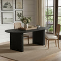 79" Black Solid Wood Double Pedestal Base Oval Dining Table