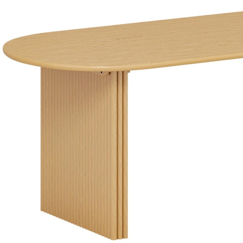 79" Natural Solid Wood Double Pedestal Base Oval Dining Table