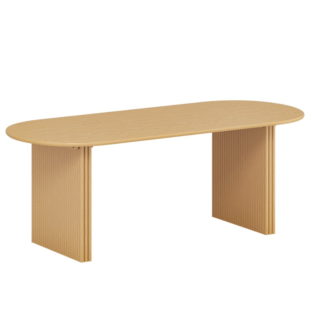 79" Natural Solid Wood Double Pedestal Base Oval Dining Table