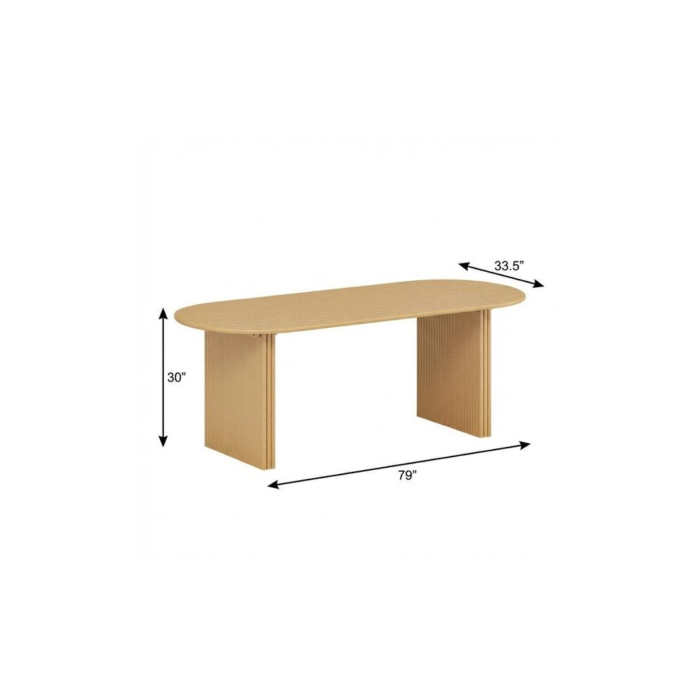 79" Natural Solid Wood Double Pedestal Base Oval Dining Table