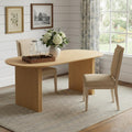 79" Natural Solid Wood Double Pedestal Base Oval Dining Table