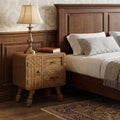 Set Of Two Sepia Solid Wood Console Accent Cabinet With Single Door And Two Drawers