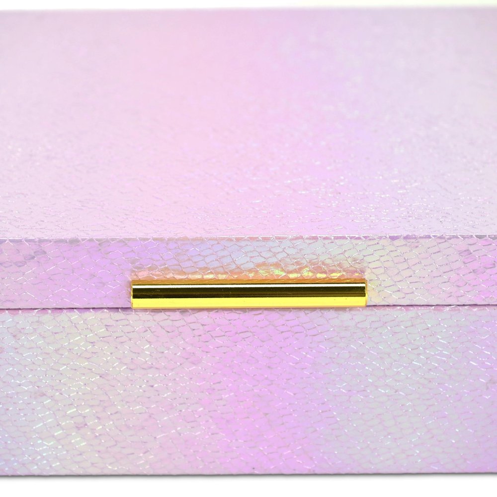 Set of Two Pink And Gold Faux Shagreen Nesting Storage Boxes With Lids close-up detail