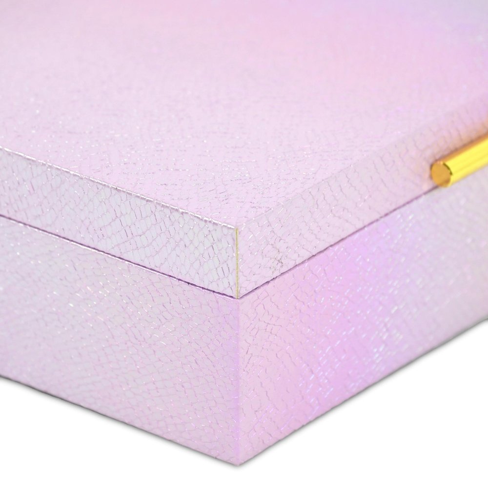 Set of Two Pink And Gold Faux Shagreen Nesting Storage Boxes With Lids