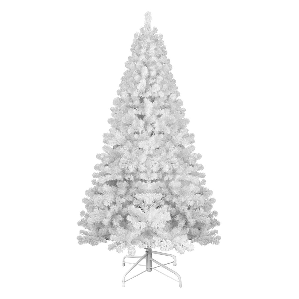 7' White Full Pine Christmas Tree on a white background