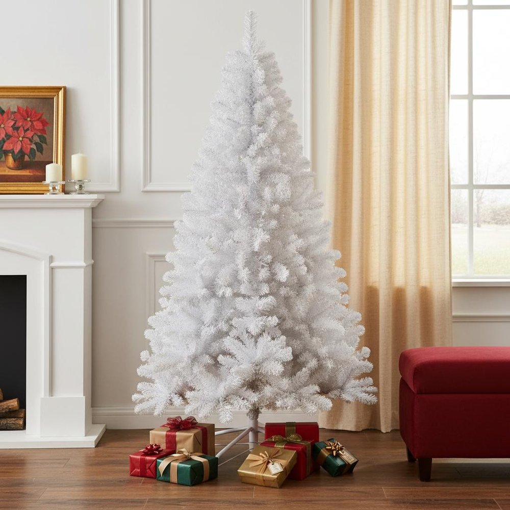 7' White Full Pine Christmas Tree