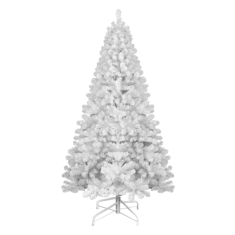 7' White Full Pine Christmas Tree on a white background