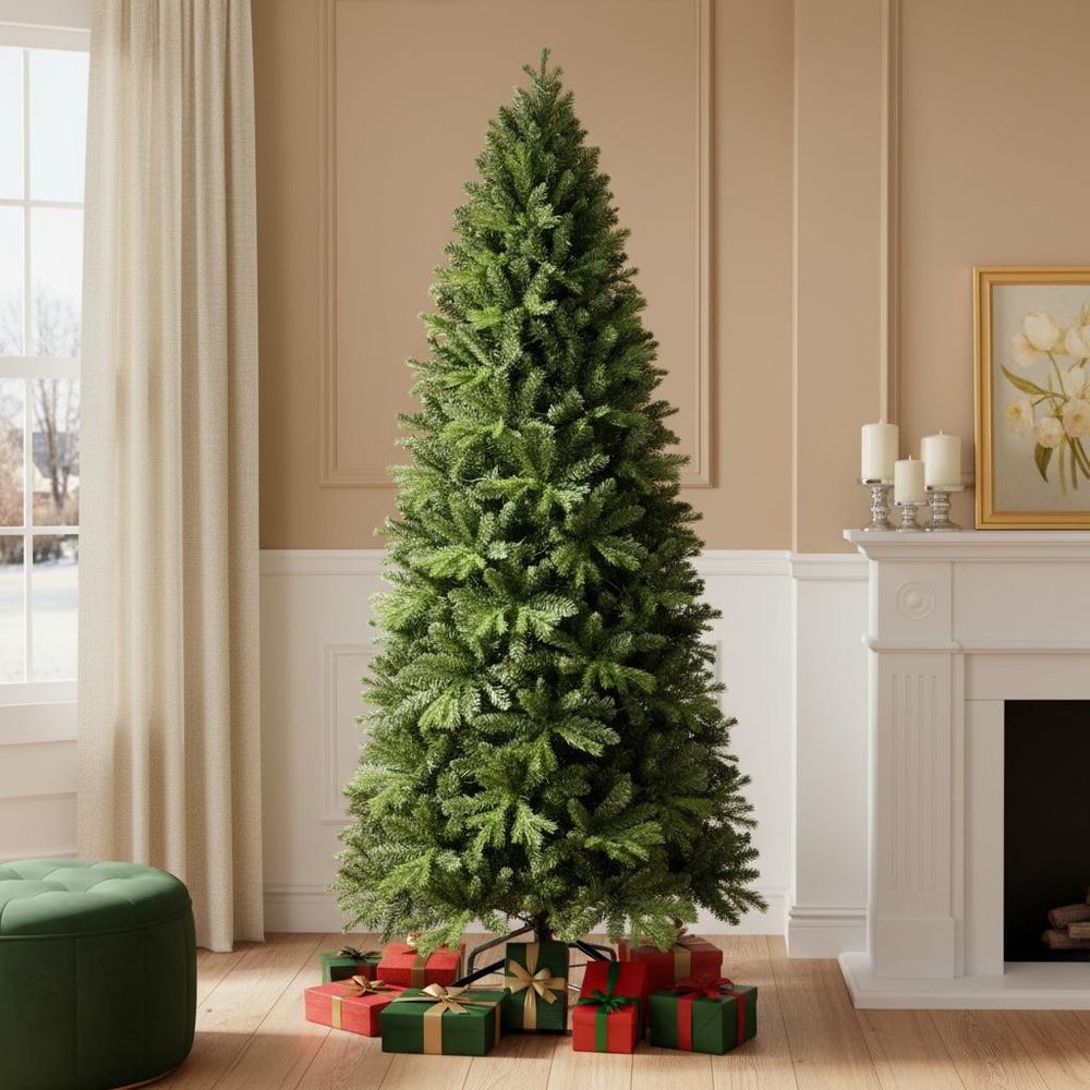 7' Slender Pine Christmas Tree in a home interior