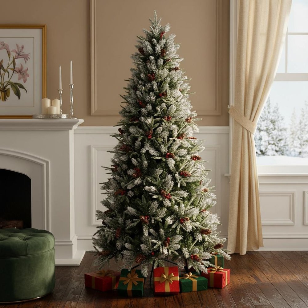 7' White Full Pine Christmas Tree