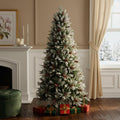 8' White Full Pine Christmas Tree in a home interior