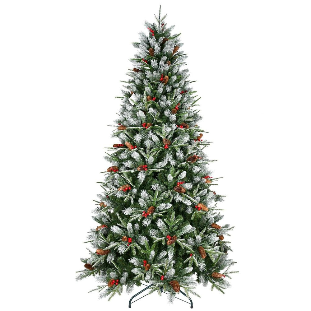 8' White Full Pine Christmas Tree on a white background