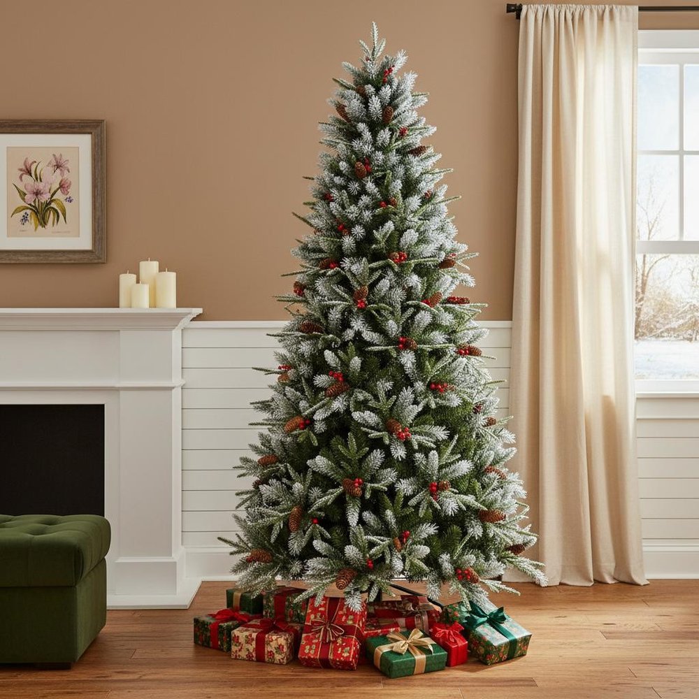 8' White Full Pine Christmas Tree