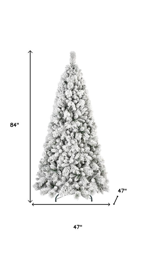 7.5' White Full Pine Christmas Tree on a white background