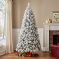 7.5' White Full Pine Christmas Tree in a home interior