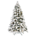7' Pre Lit Full Flocked Pine Christmas Tree on a white background