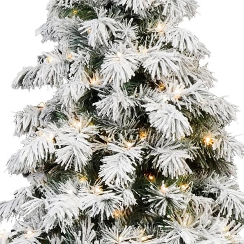 7' Pre Lit Full Flocked Pine Christmas Tree