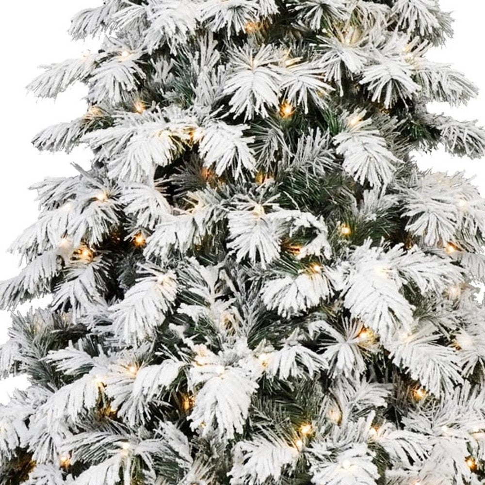 7' Pre Lit Full Flocked Pine Christmas Tree