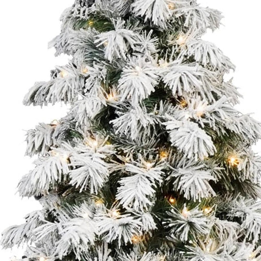 7' Pre Lit Full Flocked Pine Christmas Tree