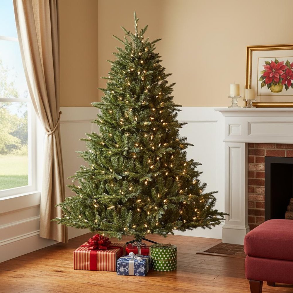 7' Pre Lit Full Pine Christmas Tree